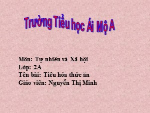 Bài giảng Tự nhiên xã hội Lớp 2 - Bài 6: Tiêu hóa thức ăn - Nguyễn Thị Minh