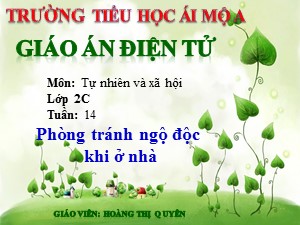 Bài giảng Tự nhiên xã hội Lớp 2 - Tuần 14: Phòng tránh ngộ độc khi ở nhà - Hoàng Thị Quyên