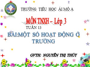 Bài giảng Tự nhiên xã hội Lớp 3 - Bài 25: Một số hoạt động ở trường (Tiết 2) - Nguyễn Thị Thúy