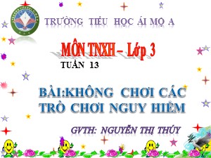 Bài giảng Tự nhiên xã hội Lớp 3 - Tuần 13: Không chơi các trò chơi nguy hiểm - Nguyễn Thị Thúy