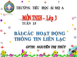 Bài giảng Tự nhiên xã hội Lớp 3 - Tuần 15: Các hoạt động thông tin liên lạc - Nguyễn Thị Thúy