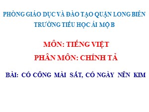 Bài giảng Chính tả Lớp 2 - Tuần 1: Có công mài, sắt có ngày nên kim - Năm học 2020-2021 - Trường Tiểu học Ái Mộ B