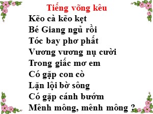 Bài giảng Chính tả Lớp 2 - Tuần 14: Tiếng võng kêu - Trường Tiểu học Ái Mộ B