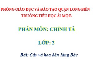 Bài giảng Chính tả Lớp 2 - Tuần 31: Cây và hoa bên lăng Bác - Năm học 2020-2021 - Trường Tiểu học Ái Mộ B