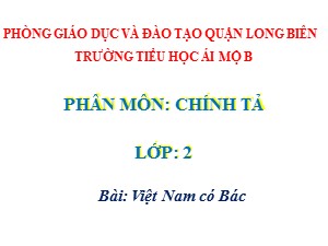 Bài giảng Chính tả Lớp 2 - Tuần 31: Việt Nam có Bác - Năm học 2020-2021 - Trường Tiểu học Ái Mộ B