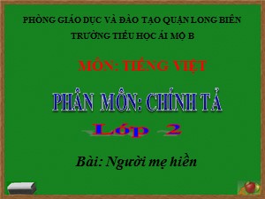 Bài giảng Chính tả Lớp 2 - Tuần 8: Người mẹ hiền - Năm học 2020-2021 - Trường Tiểu học Ái Mộ B