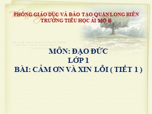 Bài giảng Đạo đức Lớp 1 - Tuần 26: Cảm ơn và xin lỗi (Tiết 1) - Trường Tiểu học Ái Mộ B