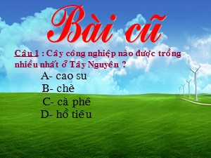 Bài giảng Địa lí Lớp 4 - Tuần 8: Hoạt động sản xuất của người dân Tây Nguyên (Tiếp theo)