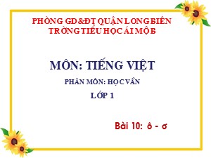 Bài giảng Học vần Lớp 1 - Bài 10: ô-ơ - Năm học 2017-2018 - Trường Tiểu học Ái Mộ B