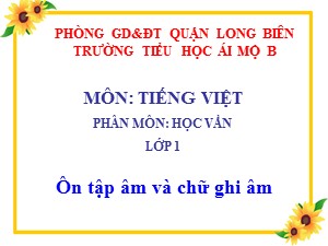 Bài giảng Học vần Lớp 1 - Bài 30: Ôn tập âm và chữ ghi âm - Trường Tiểu học Ái Mộ B