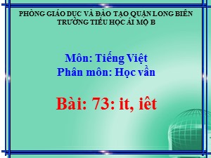 Bài giảng Học vần Lớp 1 - Bài 73: it-iêt - Năm học 2020-2021 - Trường Tiểu học Ái Mộ B