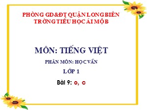 Bài giảng Học vần Lớp 1 - Bài 9: o-c - Năm học 2017-2018 - Trường Tiểu học Ái Mộ B