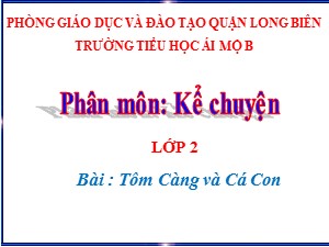 Bài giảng Kể chuyện Lớp 2 - Tuần 26: Tôm Càng và Cá Con - Năm học 2020-2021 - Trường Tiểu học Ái Mộ B