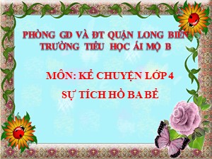 Bài giảng Kể chuyện Lớp 4 - Tuần 1: Sự tích hồ Ba Bể - Năm học 2020-2021 - Trường Tiểu học Ái Mộ B