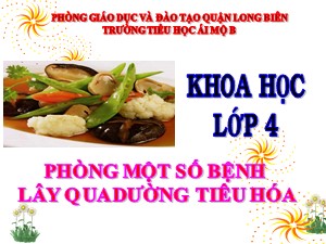 Bài giảng Khoa học Lớp 4 - Bài 14: Phòng một số bệnh lây qua đường tiêu hóa - Năm học 2020-2021 - Trường Tiểu học Ái Mộ B