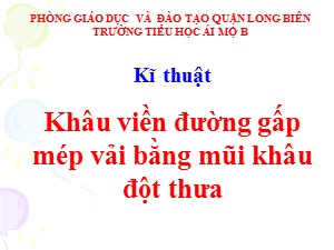 Bài giảng Kĩ thuật Lớp 4 - Tuần 10: Khâu viền đường gấp mép vải bằng mũi khâu đột thưa - Năm học 2020-2021 - Trường Tiểu học Ái Mộ B