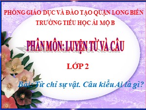 Bài giảng Luyện từ và câu Lớp 2 - Tuần 3: Từ chỉ sự vật. Câu kiểu Ai là gì? - Năm học 2020-2021 - Trường Tiểu học Ái Mộ B