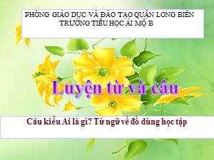 Bài giảng Luyện từ và câu Lớp 2 - Tuần 6: Câu kiểu Ai là gì? Từ ngữ về đồ dùng học tập - Trường Tiểu học Ái Mộ B