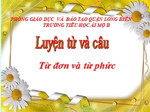 Bài giảng Luyện từ và câu Lớp 4 - Tuần 3: Từ đơn và từ phức - Năm học 2020-2021- Trường Tiểu học Ái Mộ B