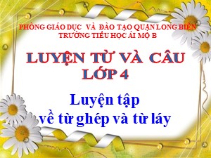 Bài giảng Luyện từ và câu Lớp 4 - Tuần 4: Luyện tập về từ ghép và tứ láy - Năm học 2020-2021- Trường Tiểu học Ái Mộ B