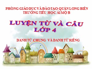 Bài giảng Luyện từ và câu Lớp 4 - Tuần 6: Danh từ chung và danh từ riêng - Năm học 2020-2021- Trường Tiểu học Ái Mộ B