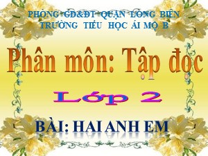 Bài giảng Tập đọc Lớp 2 - Tuần 15: Hai anh em - Trường Tiểu học Ái Mộ B