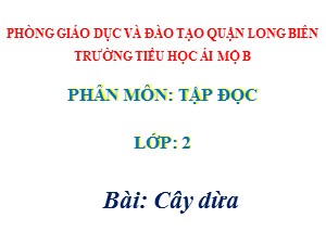 Bài giảng Tập đọc Lớp 2 - Tuần 28: Cây dừa - Năm học 2020-2021 - Trường Tiểu học Ái Mộ B