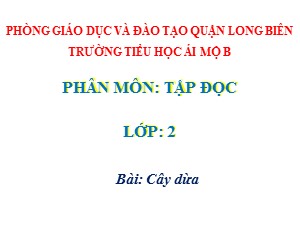 Bài giảng Tập đọc Lớp 2 - Tuần 28: Cây dừa - Trường Tiểu học Ái Mộ B