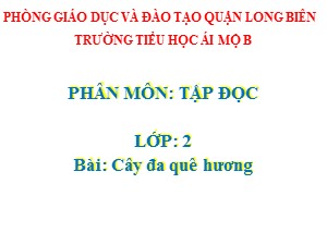 Bài giảng Tập đọc Lớp 2 - Tuần 29: Cây đa quê hương - Năm học 2020-2021 - Trường Tiểu học Ái Mộ B