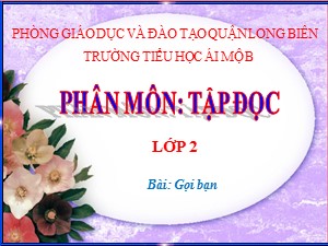 Bài giảng Tập đọc Lớp 2 - Tuần 3: Gọi bạn - Trường Tiểu học Ái Mộ B