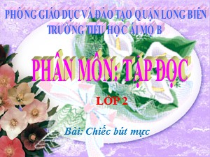 Bài giảng Tập đọc Lớp 2 - Tuần 5: Chiếc bút mực - Năm học 2017-2018 - Trường Tiểu học Ái Mộ B