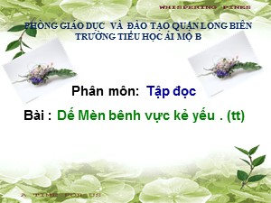 Bài giảng Tập đọc Lớp 4 - Tuần 2: Dế Mèn bênh vực kẻ yếu (Tiếp theo) - Năm học 2020-2021 - Trường Tiểu học Ái Mộ B