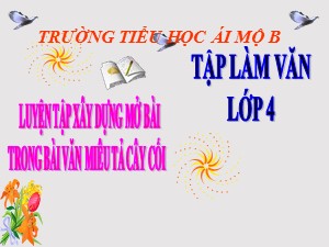 Bài giảng Tập làm văn Lớp 4 - Tuần 25: Luyện tập xây dựng mở bài trong bài văn miêu tả cây cối - Năm học 2020-2021 - Trường Tiểu học Ái Mộ B