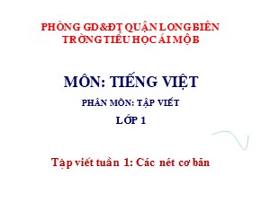 Bài giảng Tập viết Lớp 1 - Tuần 2: Các nét cơ bản - Trường Tiểu học Ái Mộ B