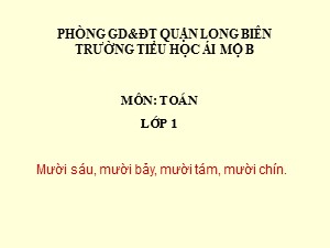 Bài giảng Toán Lớp 1 - Tuần 19: Mười sáu, mười bảy, mười tám, mười chín - Trường Tiểu học Ái Mộ B