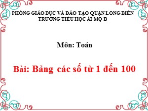 Bài giảng Toán Lớp 1 - Tuần 27: Bảng các số từ 1 đến 100 - Trường Tiểu học Ái Mộ B