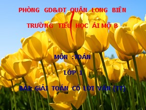 Bài giảng Toán Lớp 1 - Tuần 28: Giải toán có lời văn (Tiếp theo) - Trường Tiểu học Ái Mộ B