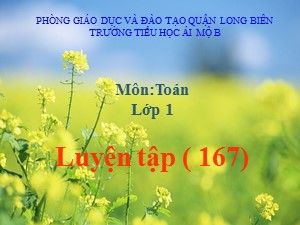 Bài giảng Toán Lớp 1 - Tuần 31: Luyện tập trang 167 - Năm học 2020-2021 - Trường Tiểu học Ái Mộ B