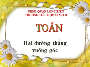 Bài giảng Toán Lớp 4 - Tuần 9: Hai đường thẳng vuông góc - Năm học 2020-2021 - Trường Tiểu học Ái Mộ B