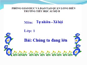 Bài giảng Tự nhiên và xã hội Lớp 1 - Bài 2: Chúng ta đang lớn - Năm học 2017-2018 - Trường Tiểu học Ái Mộ B