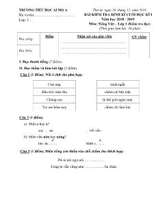 Đề kiểm tra học kì I Tiếng việt Lớp 1 - Năm học 2018-2019 - Trường Tiểu học Ái Mộ A