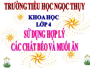 Bài giảng Khoa học Lớp 4 - Bài 9: Sử dụng hợp lý chất các béo và muối ăn - Năm học 2020-2021 - Trường Tiểu học Ngọc Thụy