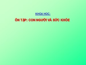 Bài giảng Khoa học Lớp 4 - Tuần 9: Ôn tập con người và sức khỏe - Năm học 2020-2021