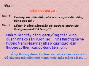 Bài giảng môn Địa lí Lớp 4 - Tuần 14: Hoạt động sản xuất của người dân ở đồng bằng Bắc Bộ