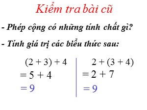 Bài giảng Toán Lớp 4 - Tuần 11: Tính chất kết hợp của phép nhân - Năm học 2020-2021 - Trường Tiểu học Ngọc Thụy