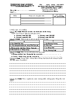 Đề kiểm tra học kì I Lịch sử và Địa lí Lớp 4 - Năm học 2018-2019 - Trường Tiểu học Thạch Bàn B