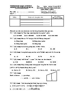Đề kiểm tra học kì I Toán Lớp 4 - Năm học 2018-2019 - Trường Tiểu học Thạch Bàn B