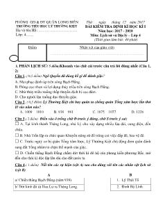 Đề thi học kì I Lịch sử và Địa lí Lớp 4 - Năm học 2017-2018 - Trường Tiểu học Lý Thường Kiệt