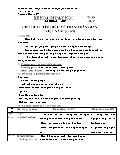 Giáo án Mĩ thuật Lớp 4 - Chủ đề 12: Tìm hiểu về tranh dân gian Việt Nam - Năm học 2016-2017 - Đỗ Văn Chi