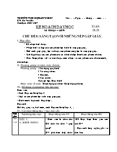 Giáo án Mĩ thuật Lớp 4 - Chủ đề 8: Sáng tạo với những nếp gấp giấy - Năm học 2016-2017 - Đỗ Văn Chi